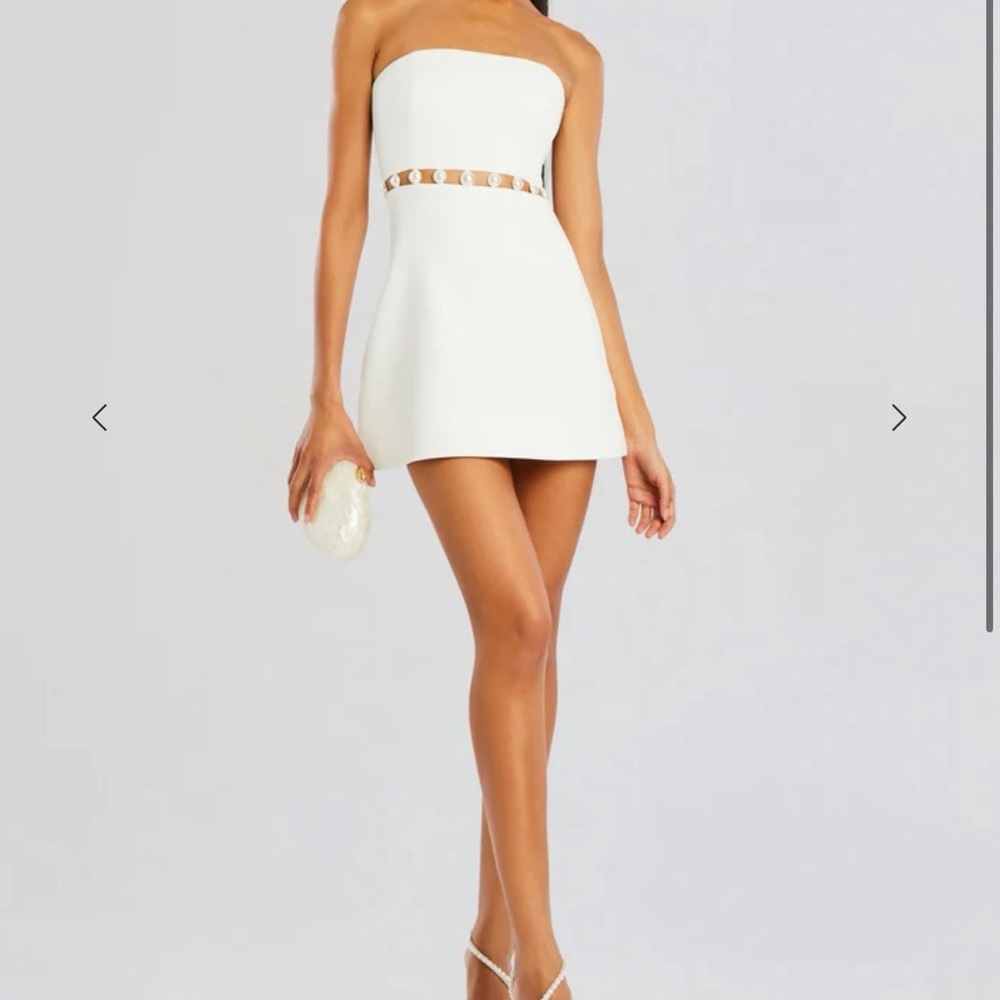 Retrofete strapless white pearl dress